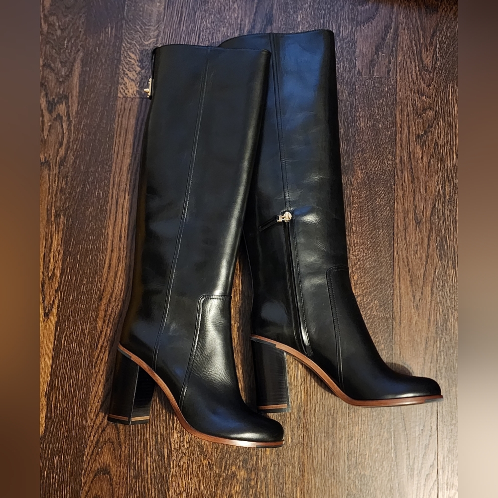 $1550 Brand New 100% Auth Fendi Over the Knee Black Leather Boots Sz 39 9 - Picture 10 of 13